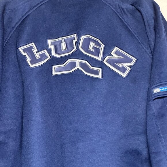 VTG Y2K Lugz Sweater Zip Up Sweater Men Blue XL Gymwear Indie 00s Retro White - Picture 3 of 14